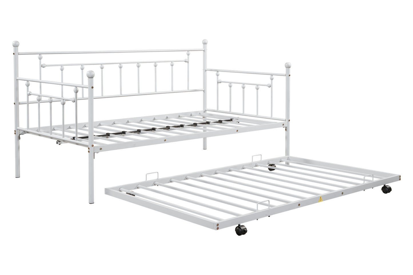 Metal double bed with ear shaft/sturdy/noise reduction/flexible ear shaft/retro style/no need for spring box (LIGHT GREY)