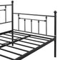 Metal double bed with ear shaft/sturdy/noise reduction/flexible ear shaft/retro style/no need for spring box (Black)