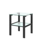 Glass Two-Layer Tea Table, Small Round Design for Bedroom Corners and Living Rooms, Black Finish