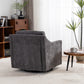 Large Swivel Chair with Soft Cushions, Modern Design in Skin-Friendly Gradient Linen Fabric, Grey Finish