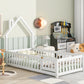 Twin House-Shaped Headboard Floor Bed with Fence White