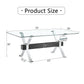 Modern Tempered Glass Dining Table, Large Office Desk with Silver Plated Metal Legs and MDF Crossbars