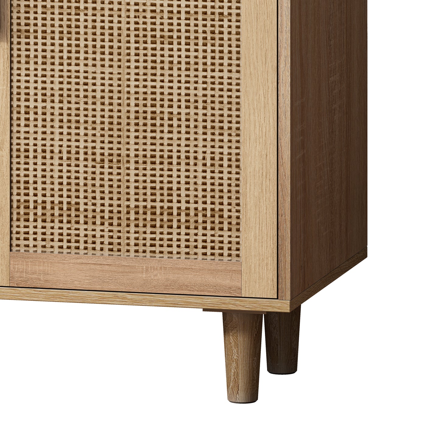 62.20" Elegant 4-Door Rattan Storage Cabinet, Decorative Design for Bedrooms, Living Rooms, and Offices