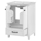 24" Bathroom Vanity with Sink, Solid Wood and MDF Cabinet with One Drawer and Doors, White Finish