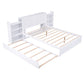 Queen Size Storage Platform Bed with Pull Out Shelves and Twin XL Size Trundle  White