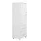 Tall Bathroom Storage Cabinet with 2 Drawers and Adjustable Shelf, White MDF Board Design