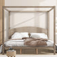 King Size Canopy Platform Bed with Headboard and Support Legs, Brown Wash