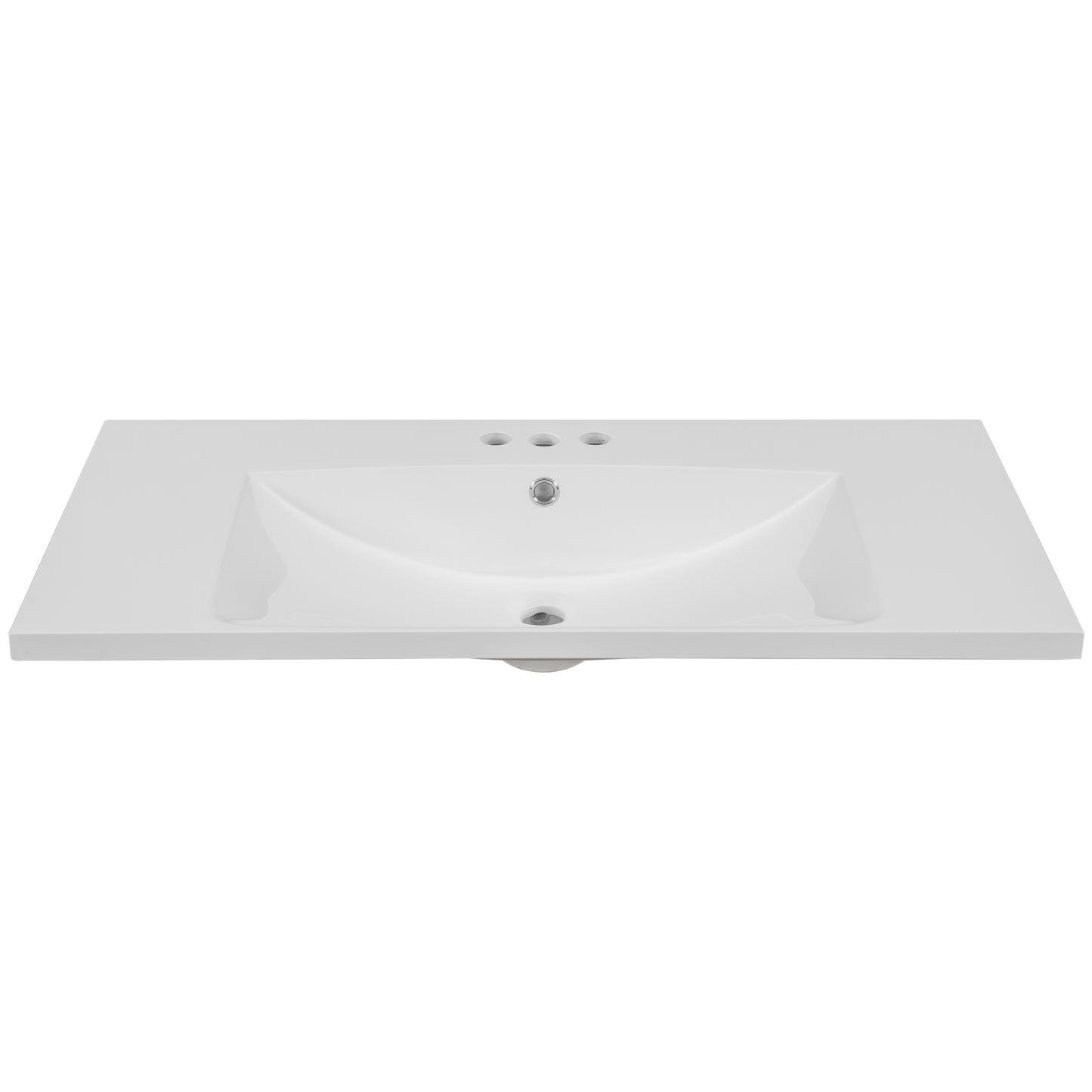 Single Bathroom Vanity Top with White Basin, 3-Faucet Holes, Ceramic, White