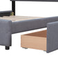 Upholstered Platform Bed with Classic Headboard and 4 Drawers Linen Fabric Queen Size Dark gray