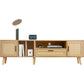 Vine TV Stand with 2 Cabinets and 2 Open Shelves, Solid Wood Legs for TVs Under 80 Inches