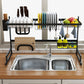 Black 65/85cm Stainless Steel Kitchen Dish Rack U Shape Sink Drain Rack Two layers Kitchen Storage Holder