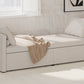 Modern Cushioned Lounge Chair Sofa Bed with 2 Drawers, Linen Fabric in Beige