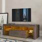 Simple modern TV stand Brown TV bracket with LED Color Changing Lights for Living Room