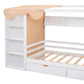 Twin size House Bed with Two Drawers and Wardrobe,White