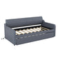 Twin Size Upholstery DayBed with Trundle and USB Charging Design Trundle can be flat or erected Gray