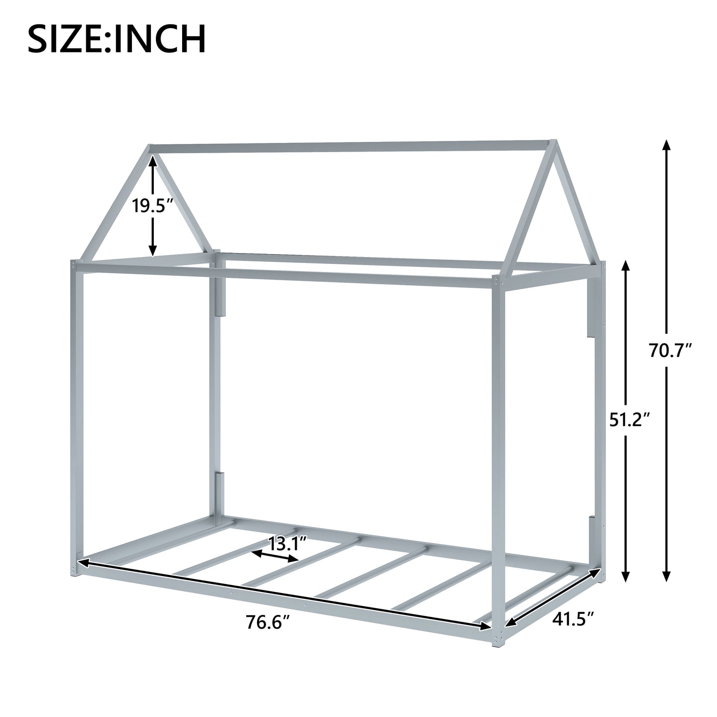 Metal House Shape Platform Bed twin