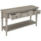 TREXM Classic Retro Style Console Table with Three Top Drawers and Open Style Bottom Shelf (Gray Wash)