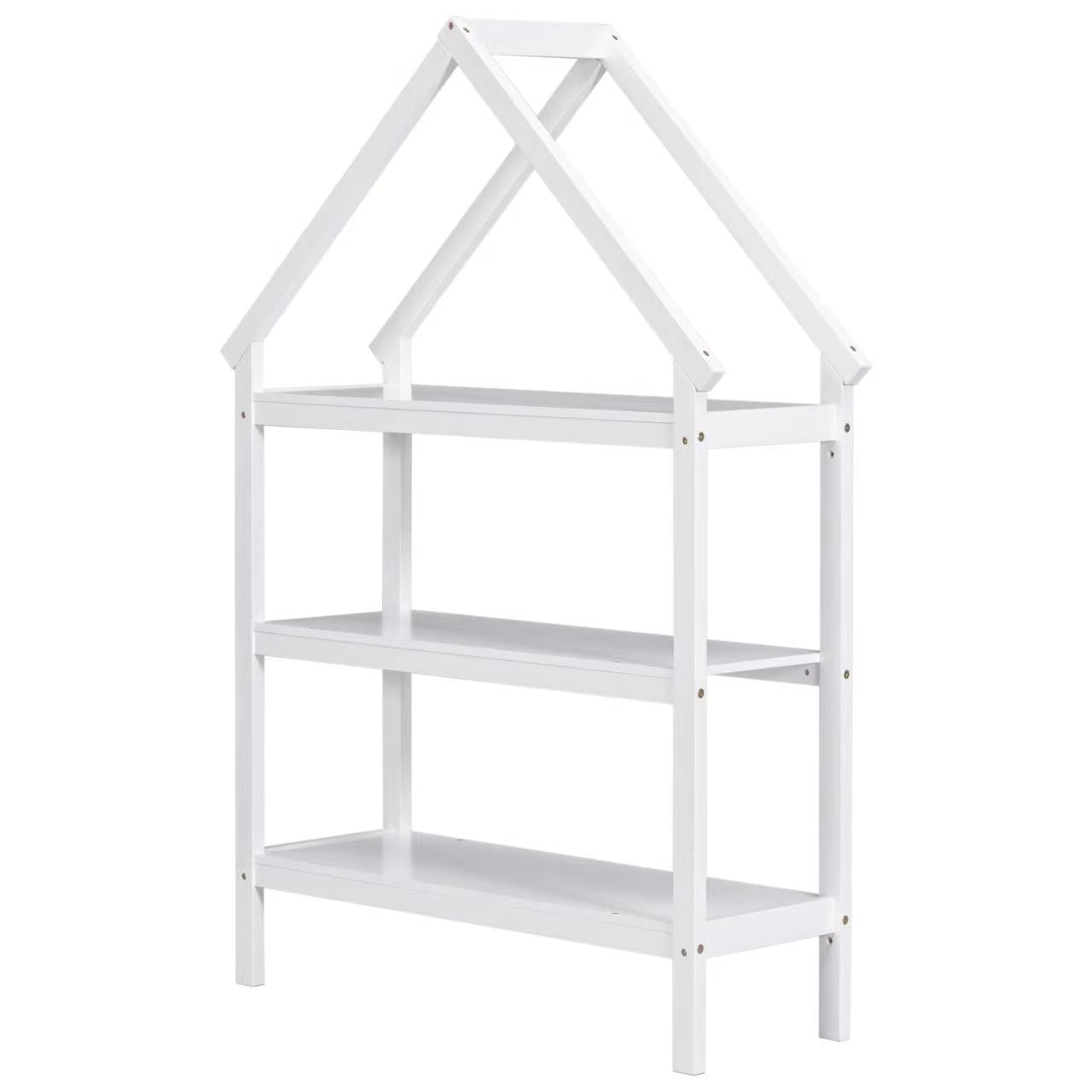 Twin House-Shaped Floor Bed with 2 Detachable Stands White