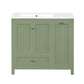 36" Bathroom Vanity with Sink, Double Door Cabinet, Large Drawer, and Flip Drawer, Green Finish