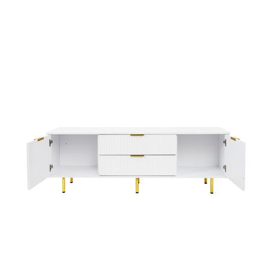 Modern Warm White TV Cabinet, Stylish Entertainment Center for Living Rooms and Bedrooms