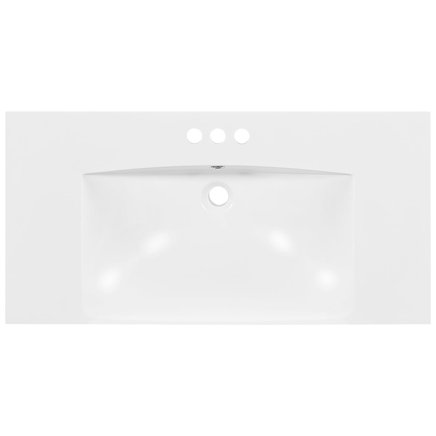 Single Bathroom Basin Sink, Vanity Top Only, 3-Faucet Holes, Resin