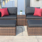 5 Pieces Outdoor Patio Garden Brown Wicker Sectional Conversation Sofa Set