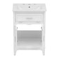 24" Bathroom Vanity with Sink, Solid Wood and MDF Cabinet with One Flip Drawer and Doors, White