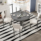 TREXM Five-Piece Retro Round Dining Table Set with Curved Brackets and 4 Cushioned Chairs, Dark Gray