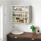 Glass Doors Modern Two-door Wall Cabinet with Featuring Three-tier Storage White