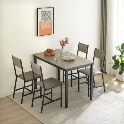 Dining Set for 5 Kitchen Table with 4 Upholstered Chairs Grey 47.2'' L x 27.6'' W x 29.7'' H