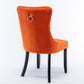 High-end Tufted Solid Wood Contemporary Velvet Upholstered Dining Chair with Wood Legs Nailhead Trim 2-Pcs Set Orange