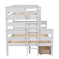 Wood Twin over Full Bunk Bed with 2 Drawers  White