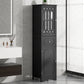 Tall Bathroom Cabinet, Freestanding Storage Cabinet with Drawer and Doors, MDF Board, Acrylic Door, Adjustable Shelf, Black