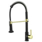 All copper spring faucet, kitchen sink with rotatable pull-out paint, black and gold dots