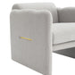 Armchair with wavy armrests, metal decorations on both sides of the armrests, made of Teddy cloth, light gray