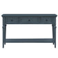 TREXM Classic Retro Style Console Table with Three Top Drawers and Open Style Bottom Shelf (Navy)