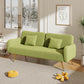 Green Fabric Double Sofa with Split Backrest and Two Throw Pillows