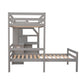 Twin Size Loft Bed with a Stand-alone Bed, Storage Staircase, Desk, Shelves and Drawers, Gray