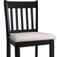 Casual Seating Black Finish Chairs, Set of 2 Rubberwood Transitional Slatted Back Dining Room Counter Chairs