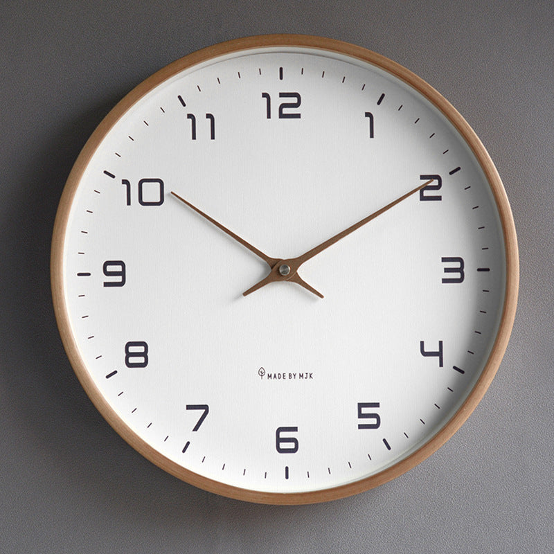 Nordic Solid Wood Simple Wall Clock Living Room Home Clock Decoration Silent Clock Fashionable Japanese Modern Light Luxury