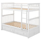 Twin over Twin Bunk Bed with Drawers  Convertible Beds  White