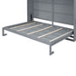 Full Size Murphy Bed Wall Bed with Top Cabinets, Gray Finish for Space-Saving Bedrooms