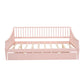 Full Size Daybed with Trundle and Support Legs, Pink Finish for Bedrooms