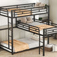 L-shaped Metal Triple Twin Size Bunk Bed, Black