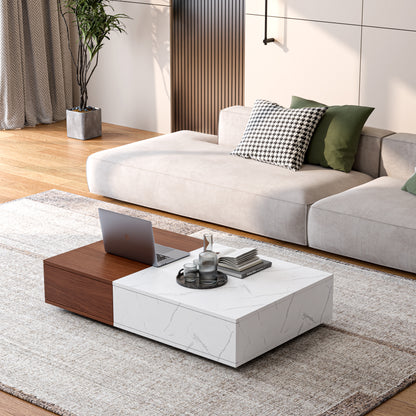 Modern Walnut Coffee Table with Two Storage Spaces, Stylish and Functional for Living Rooms