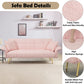 70 inch Teddy velvet sofa with adjustable armrests and backrest, convertible futon sofa for living room and bedroom. Pink