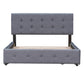 Upholstered Platform Bed with Classic Headboard and 4 Drawers No Box Spring Needed Linen Fabric Queen Size Dark gray