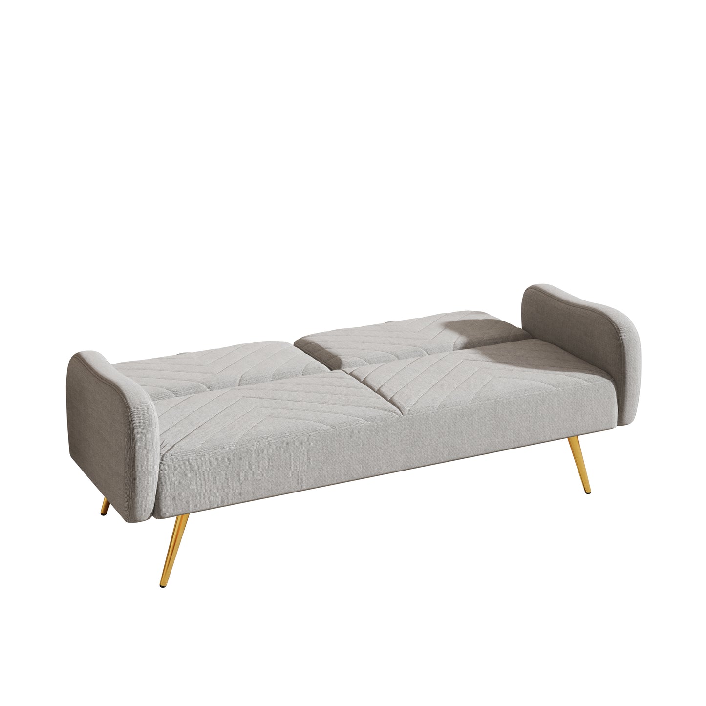 Gray Fabric Double Sofa with Split Backrest and Two Throw Pillows