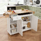 44 Inch Kitchen Island Cart with Solid Wood Top, Wine Storage, Spice Rack, Towel Rack, Wine Glass Holder White & Oak