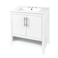 Bathroom Vanity with Sink Multi-functional Bathroom Cabinet with Doors and Drawers Solid Frame and MDF Board, White